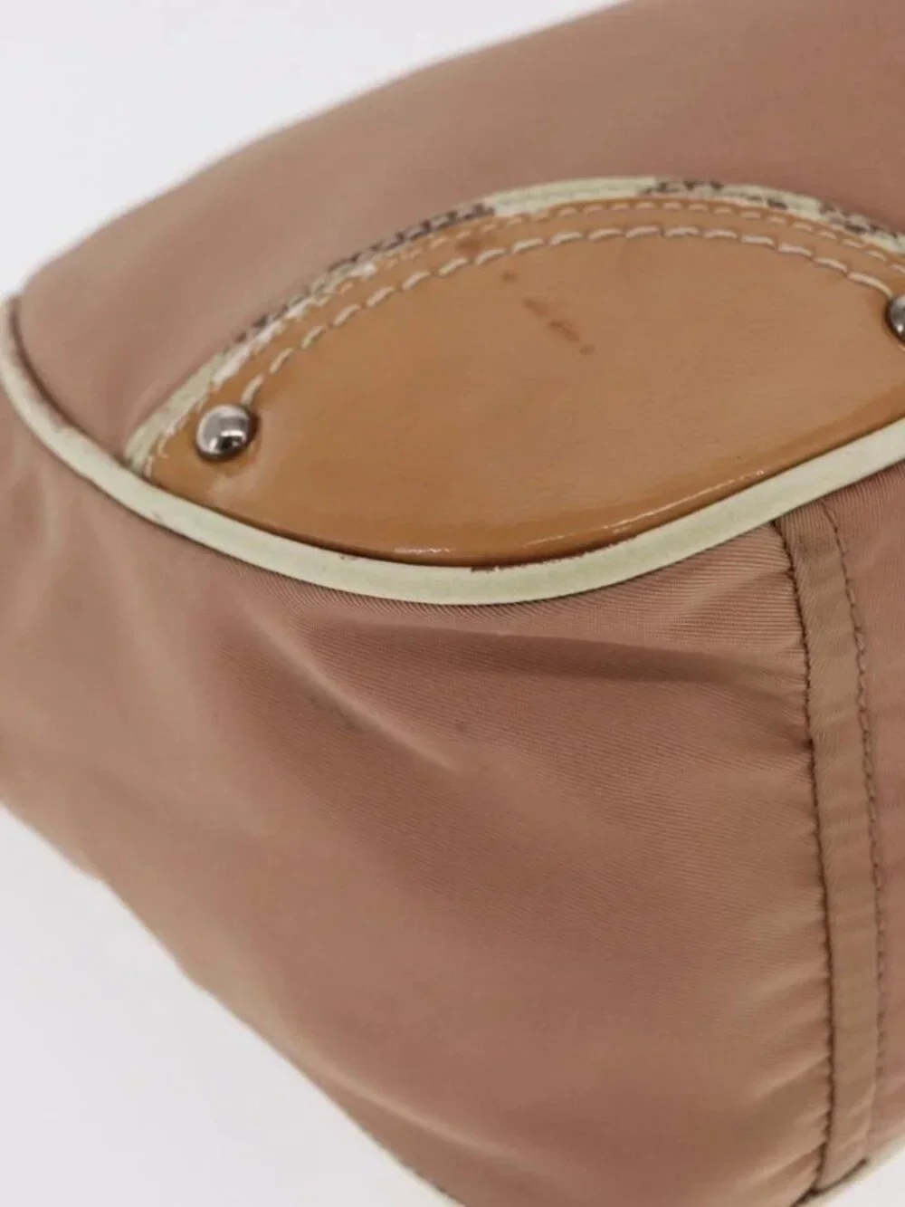 PRADA Shoulder Bag Nylon Beige Silver Auth 169041 - Picture 10 of 16